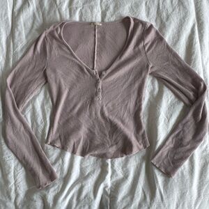 Free People Purple Fitted Buttoned Blouse